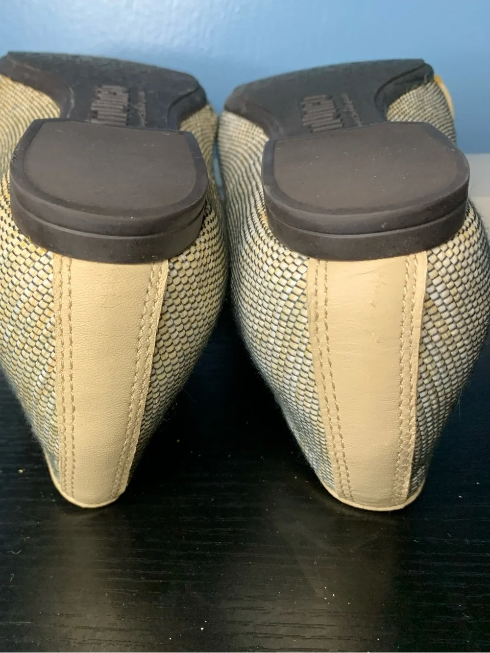 Munro Beige Woven Loafers with Gold Ring